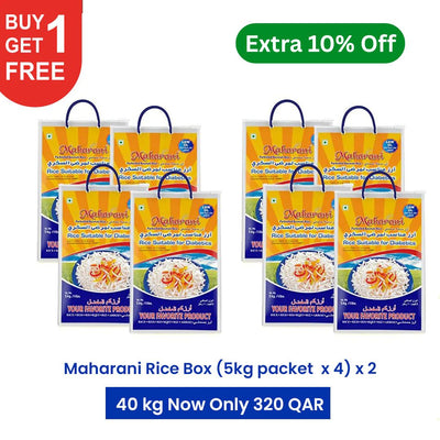 Buy 1 Get 1 Free + Extra 10% OFF — Maharani Rice Suitable for Diabetics Basmati Rice (5kg × 4)