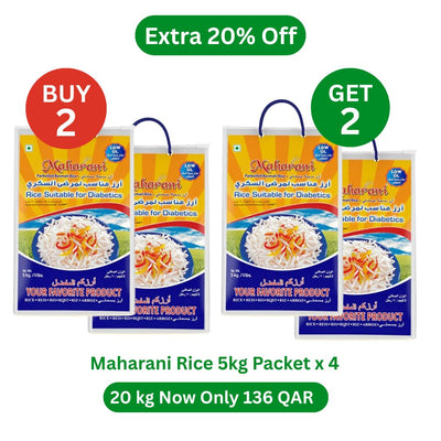 Buy 2 Get 2 Free + Extra 20% OFF — Maharani Rice Suitable for Diabetics Basmati Rice (5kg × 2)