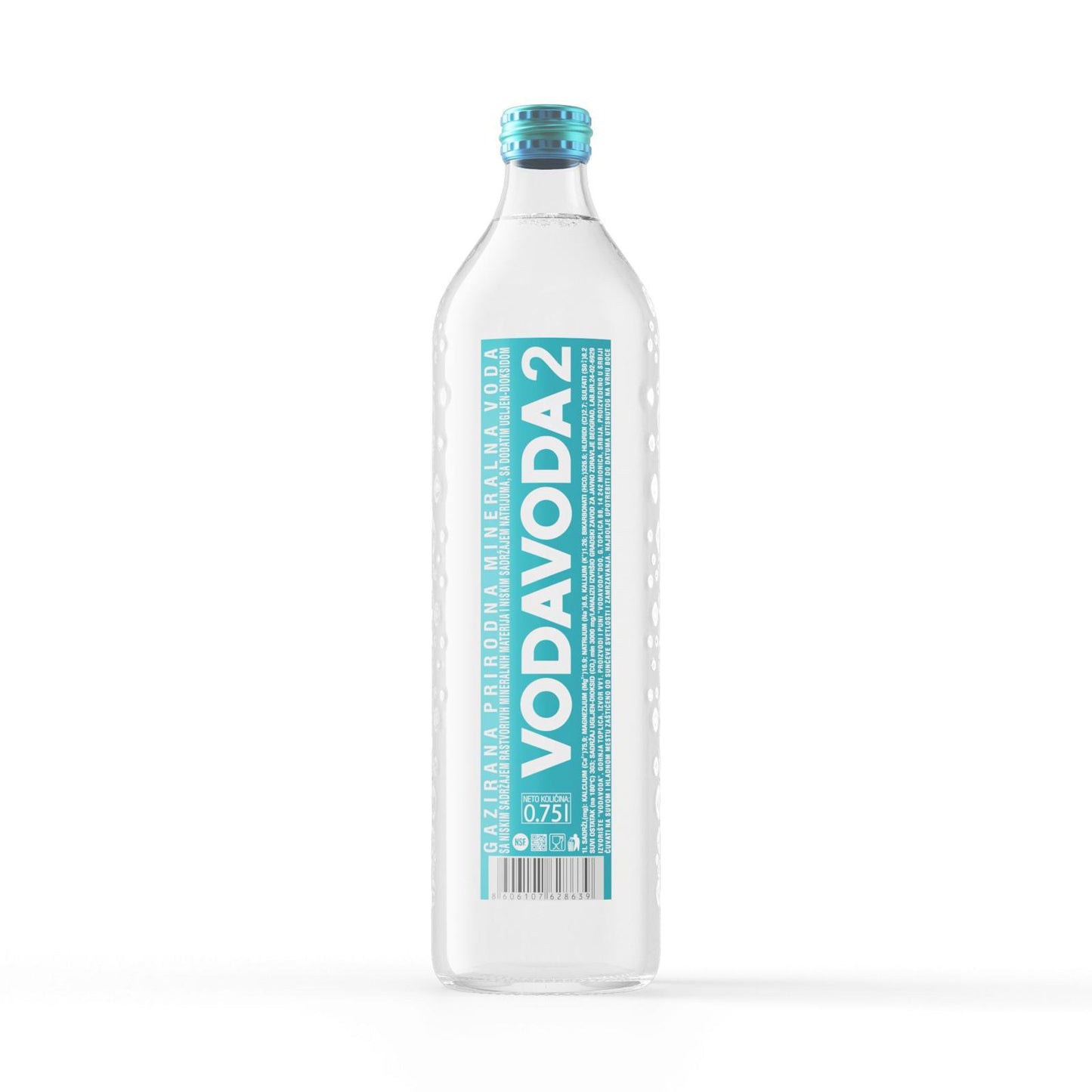 VODAVODA Sparkling Mineral Water - 750ml x 6 Glass Bottles